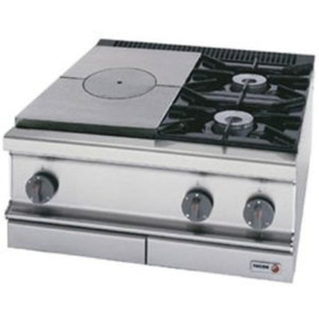 Fagor Gas Target Top with open burner - 2 Burner + Solid Top Left - CG7-30-I - Cafe Supply