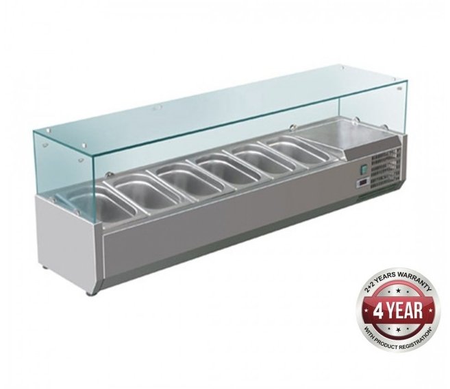 FED-X Flat Glass Salad Bench - XVRX1500/380 - Cafe Supply