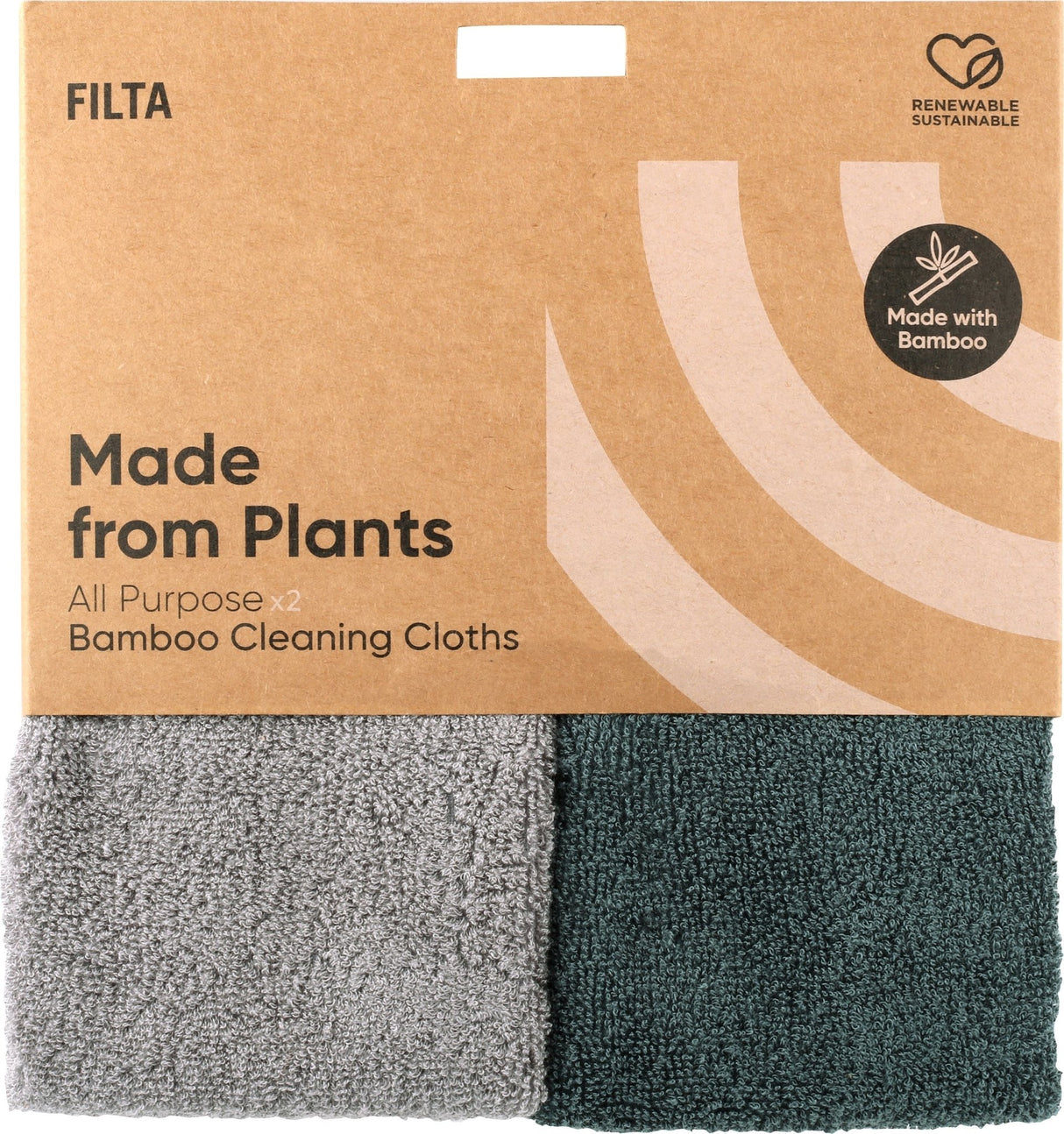 FILTA BAMBOO NATURAL CLEAN CLOTH - GREY/GREEN 2 PACK - Cafe Supply