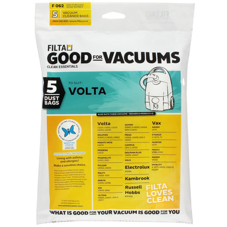 FILTA VOLTA SMS MULTI LAYERED VACUUM CLEANER BAGS 5 PACK (F062) - Cafe Supply