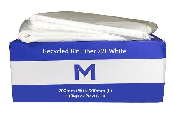 FP Recycled Bin Liner 72L - White, 700mm x 900mm x 40mu (350) Per Box - Cafe Supply