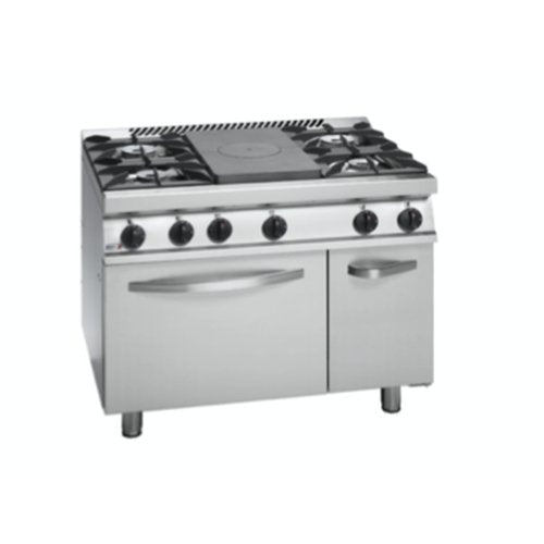 Free Standing Solid Target top with open burner and Oven - CG7-51 - Cafe Supply