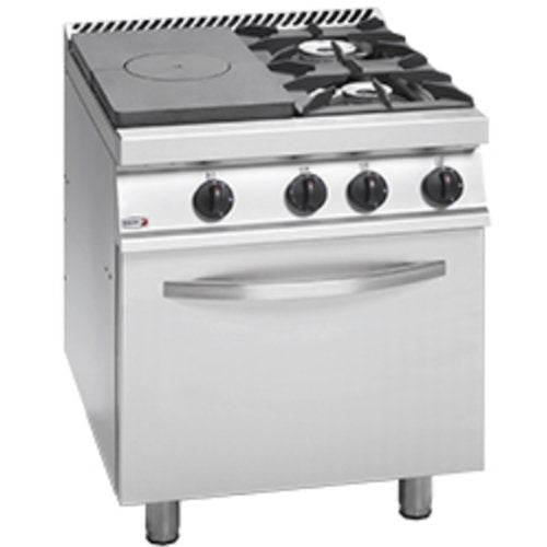 Freestanding Solid Target Top with Open Burners & Oven - CG7-31-L - Cafe Supply