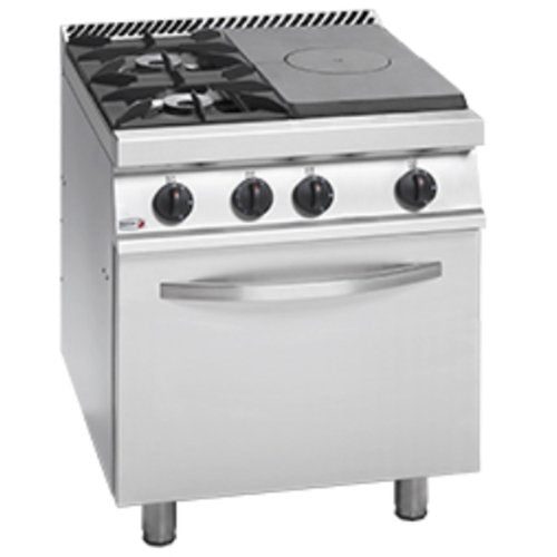 Freestanding Solid Target Top with Open Burners & Oven - CG7-31-R - Cafe Supply