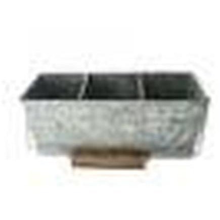 Galvanised Caddy Rectangle 3 Compartment - Cafe Supply