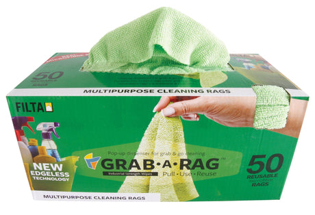 GRAB-A-RAG MICROFIBRE RAGS GREEN 30CM X 30CM 50 PACK - Cafe Supply