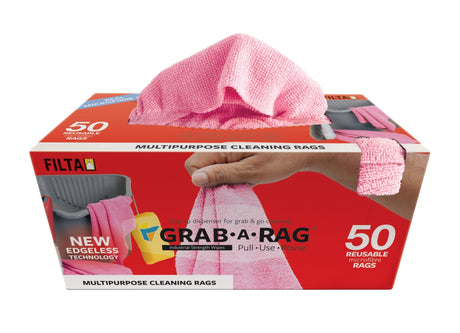 GRAB-A-RAG MICROFIBRE RAGS PINK 30CM X 30CM 50 PACK - Cafe Supply