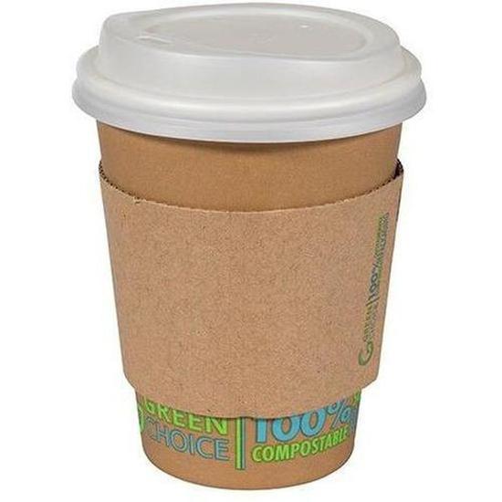 Green Choice Single Wall Cup Sleeve 12oz Kraft - Cafe Supply