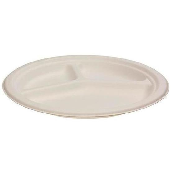 Green Choice Sugar Cane 3 Compartment Plate 260mm (10") - Cafe Supply