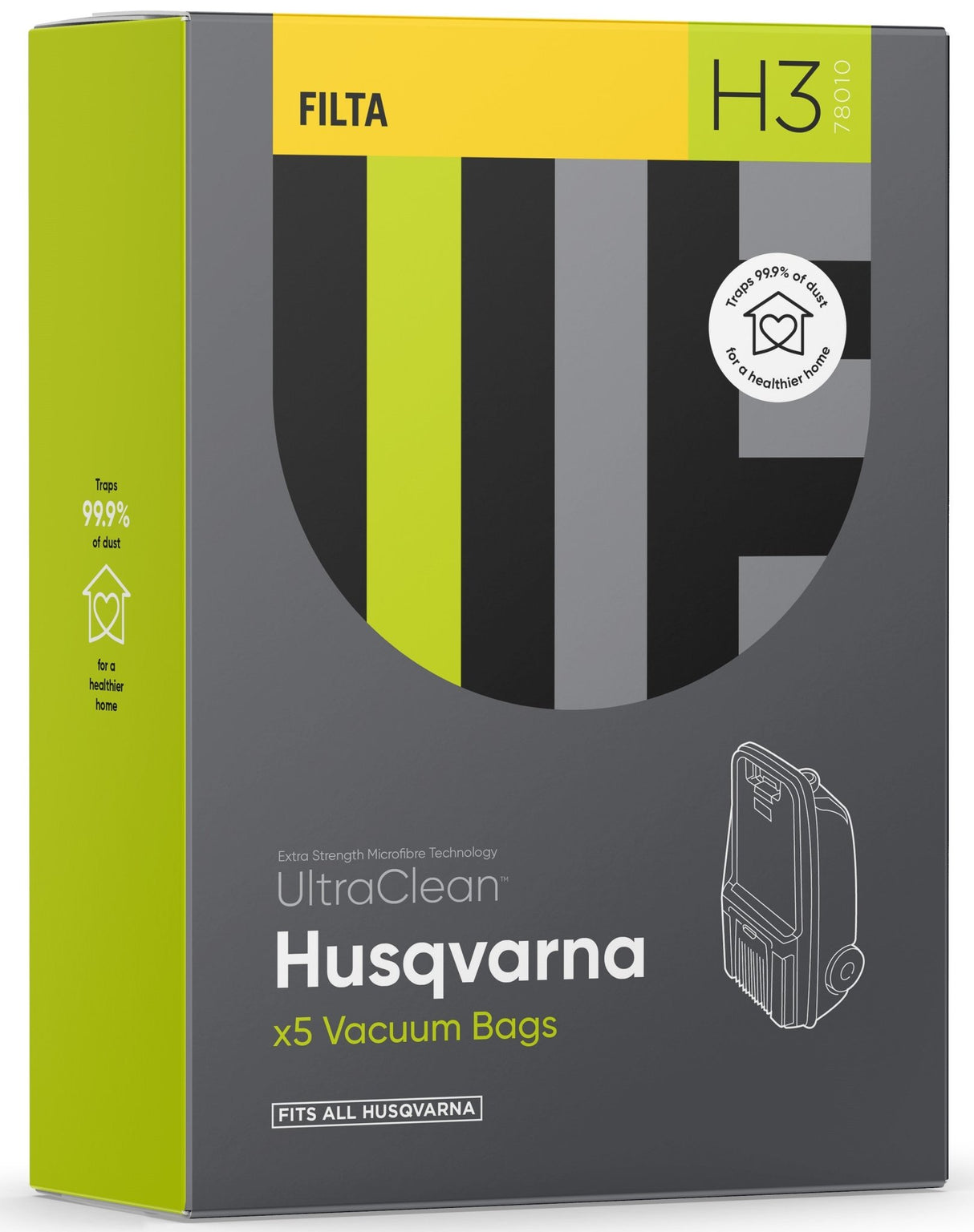 H3 - ULTRACLEAN HUSQVARNA SMS MULTI LAYERED VACUUM BAGS 5 PACK - Cafe Supply