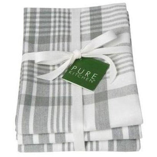 Jumbo Check Tea Towels London Grey Set Of 3 - Cafe Supply