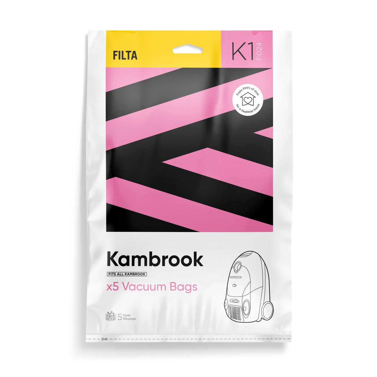 K1 - FILTA KAMBROOK SMS MULTI LAYERED VACUUM CLEANER BAGS 5 PACK (F024) - Cafe Supply