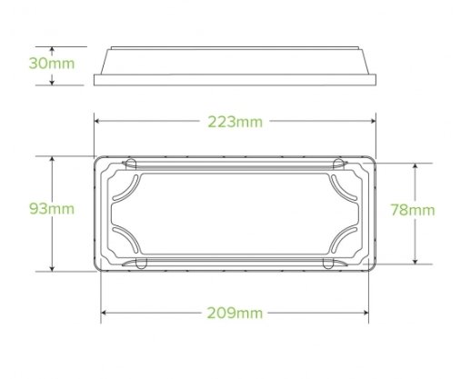 LONG BIOCANE SUSHI TRAY PLA LID - Cafe Supply