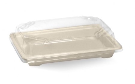 MEDIUM BIOCANE SUSHI TRAY PLA LID - Cafe Supply