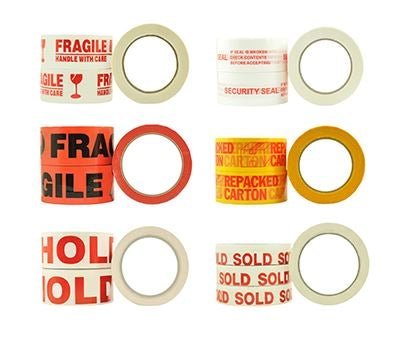 Message Tape Security Seal - White/Red, 48mm x 100m x 50mu (48) Per Box - Cafe Supply