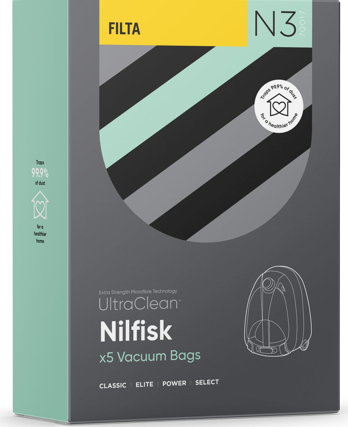 N3 - ULTRACLEAN NILFISK POWER SMS MULTI LAYERED VACUUM BAGS 5 PACK - Cafe Supply