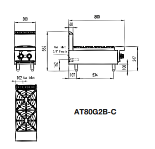 OPEN 2 BURNER COOK TOPS NG AT80G2B-C-NG - Cafe Supply