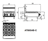 OPEN 4 BURNER COOK TOPS LPG AT80G4B-C-LPG - Cafe Supply