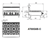 OPEN 6 BURNER COOK TOPS NG AT80G6B-C-NG - Cafe Supply