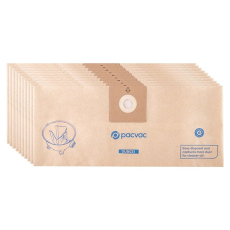 PACVAC 15L GLIDE PAPER BAG 10 PACK - Cafe Supply