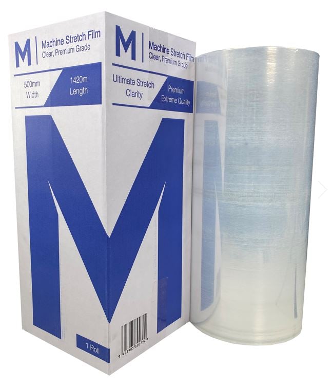 Premium Machine Stretch Film - Black, 500mm x 1420m x 23mu (1) Per Box - Cafe Supply