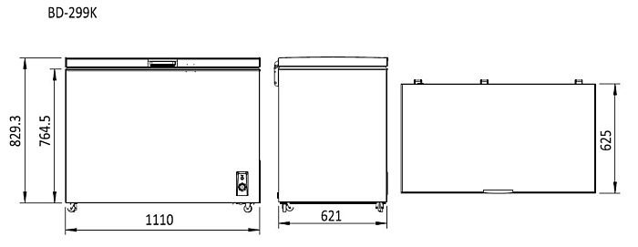 SOLID DOOR CHEST FREEZER 1110X621 BD-299K - Cafe Supply