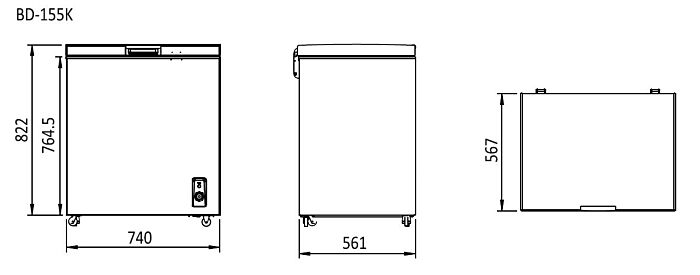 SOLID DOOR CHEST FREEZER 740X561 BD-155K - Cafe Supply