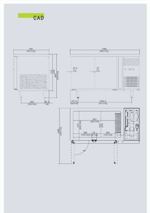 UNDERBENCH TWO DOOR COOLING FRIDGE TABLE 1360 MM EPF3422 - Cafe Supply