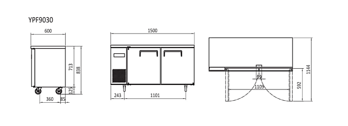 UNDERCOUNTER FRIDGE 1500 MM YPF9030 - Cafe Supply