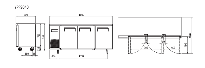 UNDERCOUNTER FRIDGE 1800 MM YPF9040 - Cafe Supply