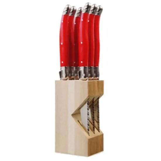 Verdier Knife Block Set 6 Bright Red - Cafe Supply