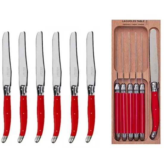 VERDIER TABLE KNIFE SET 6 BRIGHT RED - Cafe Supply