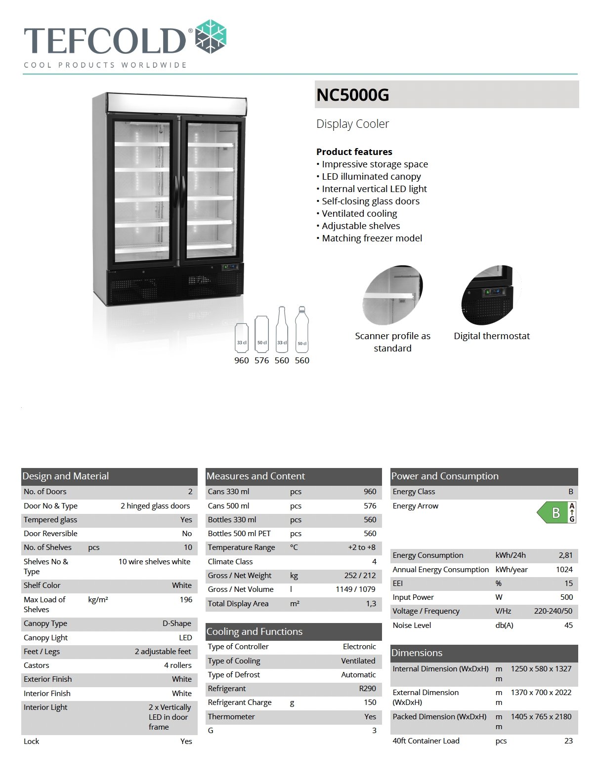 Vertical Display Chiller Glass Door - Cafe Supply